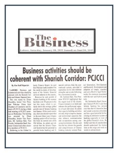 Business activities should be coherent with Shariah Corridor PCJCCI 2