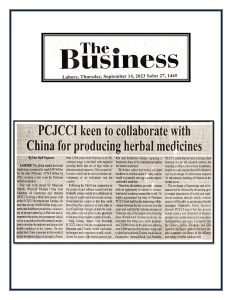 PCJCCI keen to collaborate with China for producing Herbal Medicines