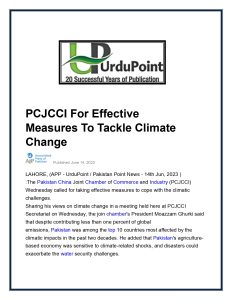 PCJCCI suggested measures for Climate Change