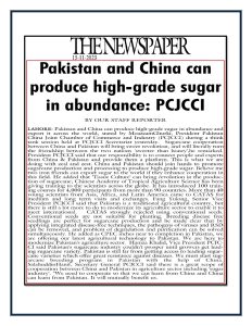 Pakistan and China can produce high-grade sugar in abundance PCJCCI